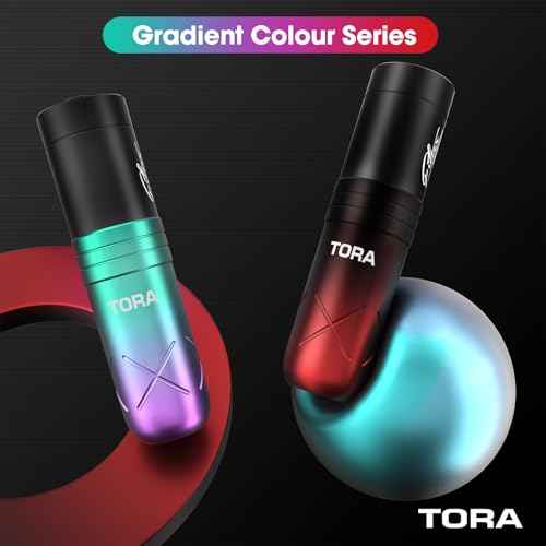 Filter Tora Tattoo Gun 3.5mm Stroke, Tattoo Machine Pen with 1600mAh Battery Power Rotary Tattoo Gun for Beginners and Artists (Blue Purple)