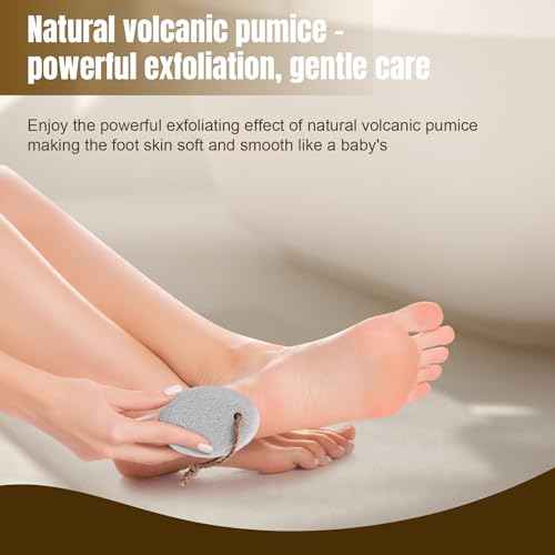 Pumice Stone for Feet Dead Skin Removal - 3-Pack Natural Volcanic Pumice Stone Set (Round, Oval, Cone) with Hanging Rope & Travel Box | Hard Skin & Callus Remover for Heels, Toes,