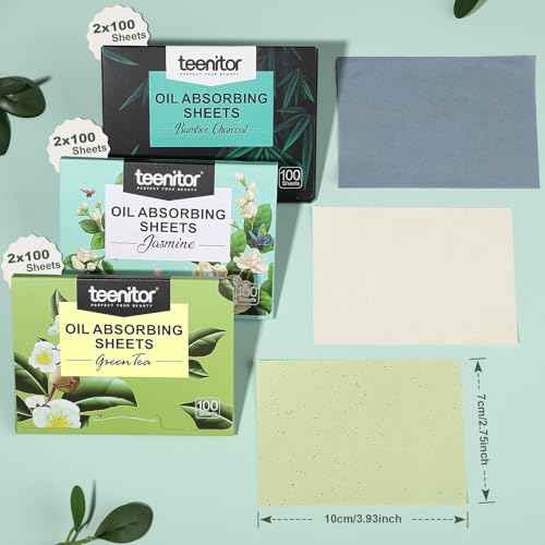Teenitor Oil Blotting Sheets for Face, 600 Sheet Oil Absorbing Sheets for Face, Blotting Papers for Face Blotting Paper for Oily Skin, Oil Wipes for Face Oil Sheets, Oil Pads for Face Oil Control Film