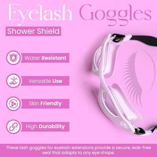 Eyelash Goggles Shower Shield | Protects Lashes from Steam Eyelash Shield Lash Care | No Slip Goggles Adult Women | Lash Goggles Eyelash Protector | Water Resistant Anti Fog