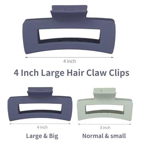 Hair Clip - Claw, 4.1 Inch Extra Large for Thick, Long, Curly Hair, 12 Pcs, 12 Rubber Paint and Plastic Materials, Non-Slip Design, Women and Girls Hair Accessories - Multicolor