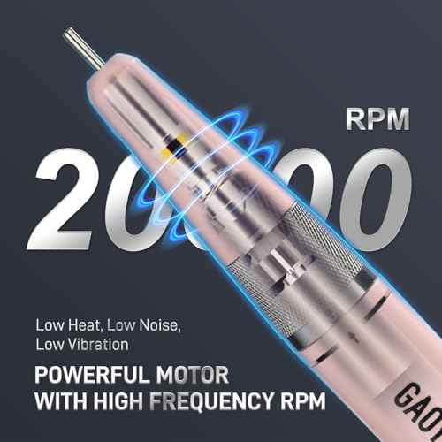 GAOY Rechargeable Cordless Nail Drill for Beginners, Electric Nail File with 12 Drill Bits and Sanding Band Set for Acrylic and Gel, Pink