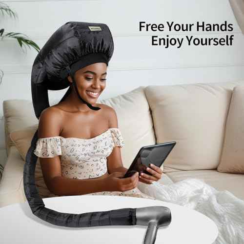Hooded Hair Dryer Bonnet,Upgraded Dual-Tubes Even Heat Blow&Speed up Thick or Curly Hair Drying, Deep Conditioning at Home,Portable&Universal Diffuser Attachment Cap(Size L)