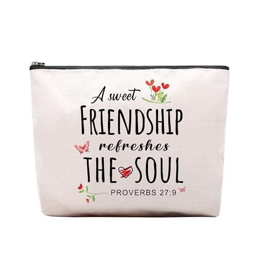 Christian Gifts for Women Friends Makeup Bag, Christian Secret Sister Birthday Gift for Best Friends, Friendship Gifts for women, Christian Gift Cosmetic Bag