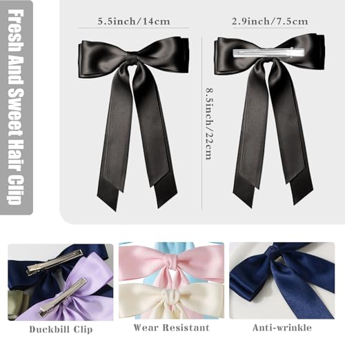 3PCS Big Red Hair Bows for Women Silky Satin Hair Ribbon Long Tail Bow for Hair Accessories Valentine's Day Mother's Day Gift for Romantic Parties Prom