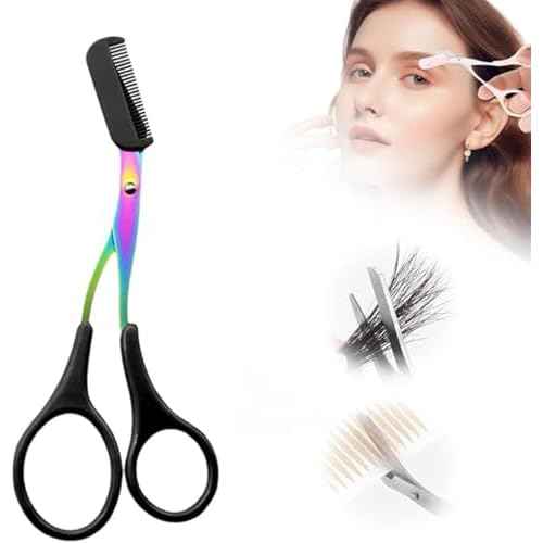 Eyebrow Trimmer Scissor,Eyebrow Trimmer for Women Men,Eyebrow Scissors with Comb,Non-Slip Eyebrow Cutter Eye Brow Razors,Eye Brow Shaper Trimming Scissors Makeup Tool (Black) (Black)