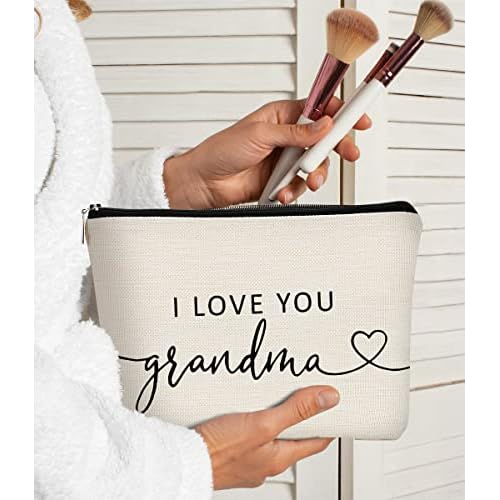 Grandma Gifts,Gifts for Grandma Makeup Bag, Grandma Christmas Gifts, I Love You Grandma, Best Grandma Gifts Cosmetic Bag,Grandparents Gifts Fom Grandkids,Brithday Gifts for Grandma