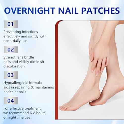 Nail Patches, 8-Hour Overnight Treatment, Fast-Acting Toenail Repair Patches, 21 Patch,for Damaged Nails Foot Nails Repair and Care,Strengthens Brittle Nail
