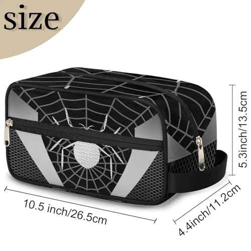 Boys Travel Toiletry Bag, Gray Web Kids Waterproof Hanging Dopp Kit, Wash Bag with Large Capacity for Travel, Sports, Shower