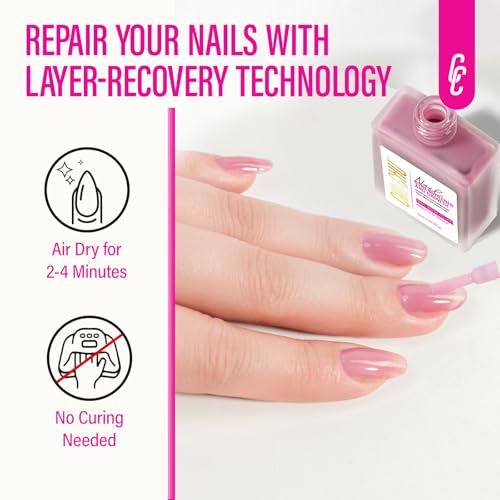 Nail Repair for Women: 8 in 1 Dusty Rose Nail Hardener Strengthener Extra Strong and Growth - Protein Nail Polish Hardener Ridge Filler Concealer for Weak and Damaged Nails 15ml