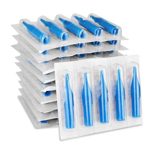 50pcs Disposable Tattoo Needle Tips Set Blue 3DT 5DT 7DT 9DT 11DT Plastic Tattoo Nozzle Tips for Tattooing Supplies (3RT)
