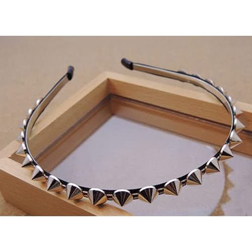 FULAI Duyppy 2 Pack Rivet Punk Spike Headband Studded Headband Party Hair Band Hair Clips for Women