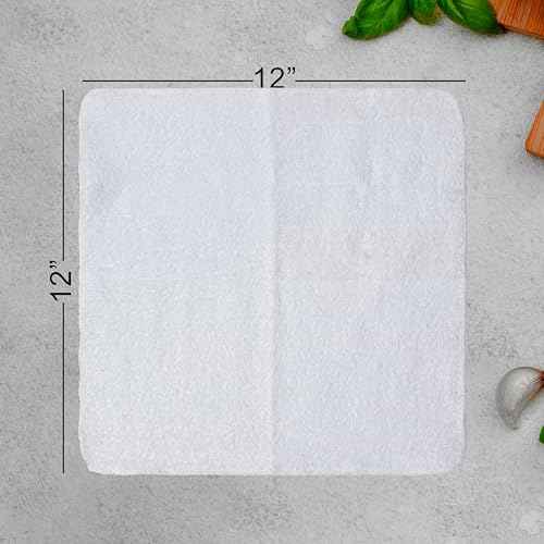 Textila Terry Wash Cloths ? Pack of 10, White, 12x12 Inches ? Soft, Absorbent & Multipurpose Cotton Washcloths for Face, Hand, Bath, Kitchen, Spa, Gym & Hotel Use