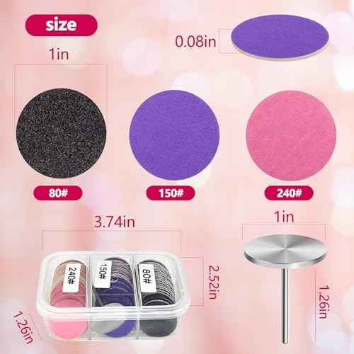 80pcs Sanding Paper Discs with Metal Nail Drill Bit 25mm Foot Drill Replacement Sanding Discs #80#150#240 Grits for Nail Drill Bit, PedicureTools, Foot Files Remover Dead Skin