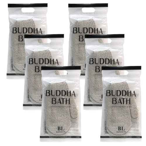 Scrub Gloves - Exfoliating Shower Mitts - Washable - Face and Body - for Men and Women (6 Pairs Bone)