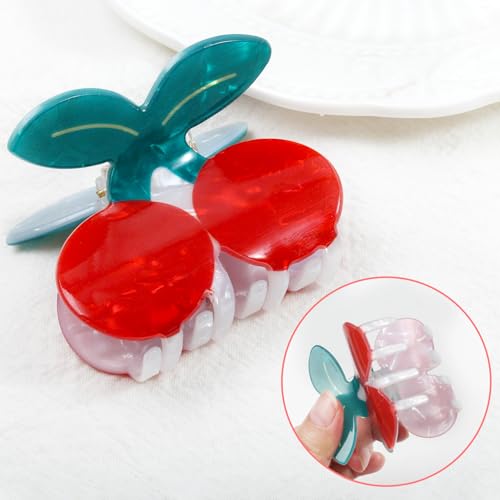 Fruit Claws Clips - Strawberry Hair Clips (Lemon/Cherry/Watermelon) - Cellulose Acetate Hair Clips for Women - Fun Summer Hair Accessories 4Pcs