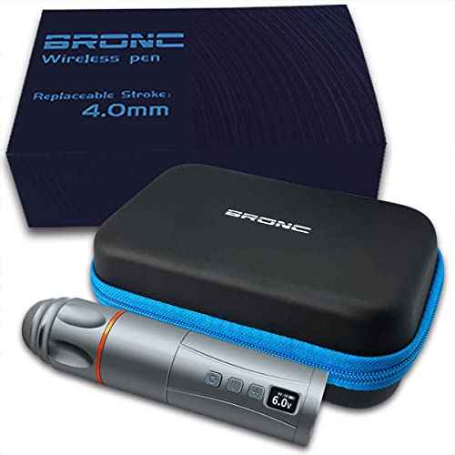 BRONC V7 Tattoo Machine Rotary Pen Style Supply Coreless Motor 2,000mAh Battery Power (4.0mm Stroke) Grey