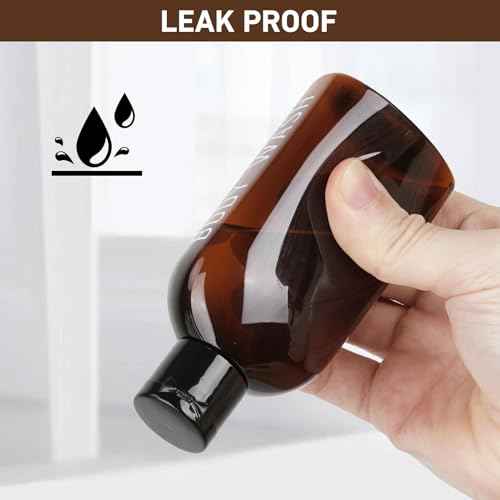 Travel Kit - 10 Pcs Travel Bottles for Toiletries, TSA Approved, Leak Proof Plastic Small Cream Jars & Refillable Spray Bottle for Shampoo, Conditioner (Brown)