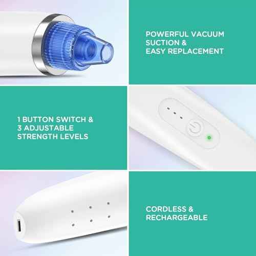 VOYOR Blackhead Remover Pore Vacuum - Electric Face Vacuum Pore Cleaner Acne White Heads Removal with 6 Suction Heads (BR410)
