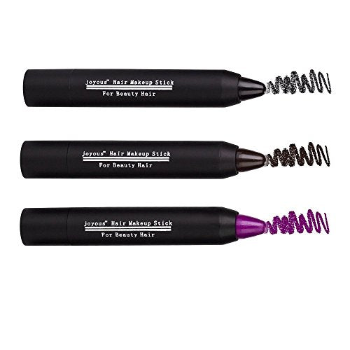 Professional Hair Chalk Temporary Hair Dye Non-toxic Hair Color Crayon Cover White Hair Color Patch (3packs-black-dark Brown-purple)