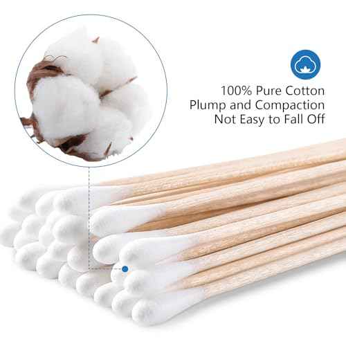JMU 6 Inch Sterile Cotton Tipped Applicators, 200 Count Long Cotton Swabs, Wood Shaft Medical Swabs