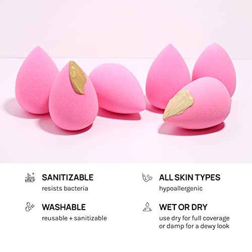 AOA Studio Collection makeup Sponge Set Latex Free and High-definition Set of 6 makeup Wonder blender For Powder Cream and Liquid, Super Soft Wonder Beauty Cosmetic