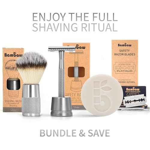 Bambaw Double Edge Safety Razor for Men & Women, Metal Razor with 5 Double Edge Safety Razor Blades, Eco-Friendly Razor ? Silver