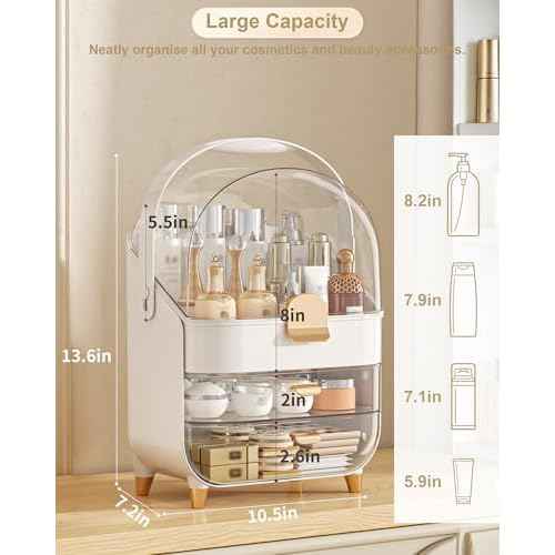 Makeup Organizer Countertop, Skincare Holder Bathroom Counter Organizer, Storage Box Cosmetic Display Cases, Teen Girl Gifts Make up Organizers for Vanity, Dresser (Rose Gold)
