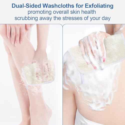 Exfoliating Washcloth (3 Pack), Shower Cloth for Body and Face Exfoliator Scrubber, Two Sides Exfoliate Shower Rag Wash Cloths Nylon Cotton Loofah Sponge Scrub Towel estropajos para el cuerpo