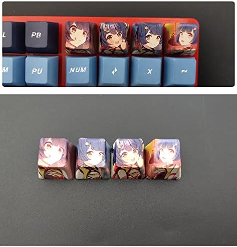 12 keycap Set, 5-Side Dye-subbed PBT R4 Keycaps, DIY Cherry Profile Keycaps for Gaming Mechanical Keyboard, Genshin Impact Qiqi Xiangling Ayaka