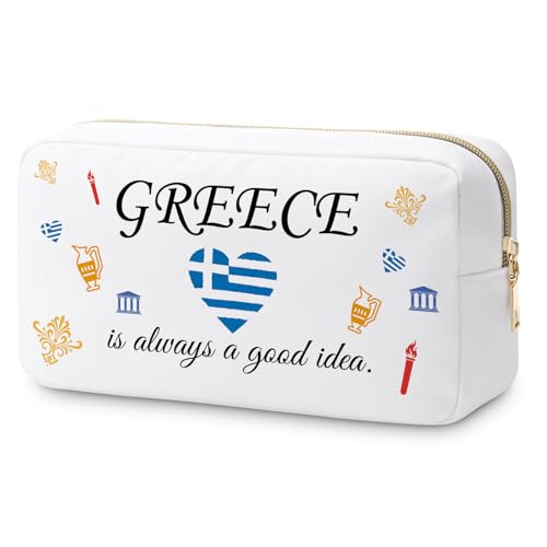 Greece Gifts for Women Makeup Bag Gifts for Greece Lovers Greece Trip Gift Greek Gift Greece Travel Gifts for Family Friendship Gift Greek Vocation Cosmetic Bag Girls Weekend Gift Travel Pouch