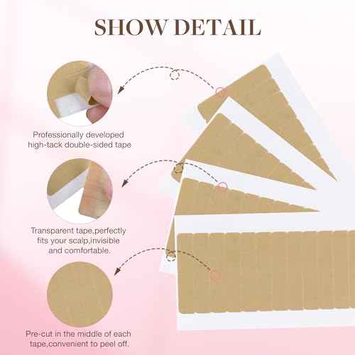 GOO GOO Hair Extension Tape Double Sided Adhesive Replacement Tape, Professional Strong Tapes for Tape in Hair Extensions 72pcs, 1.6 * 0.3inch per Piece