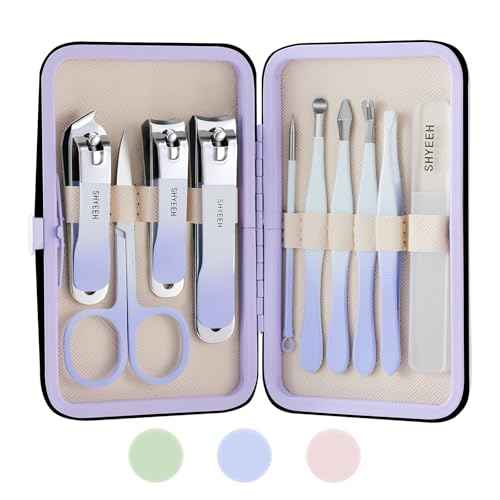 Manicure Set, 10 pcs High-Carbon Steel Nail Clippers Set, Portable Mini Manicure and Pedicure Kit, Travel Grooming Nail Kit with Leather Bag for Men and Women