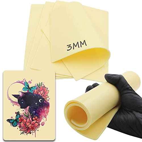 3Pcs 3MM Tattoo Practice Skin - 8"x12" Double Sides, Thick Silicone Fake Skin for Beginners and Artists