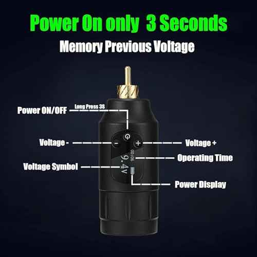 1300mAh OLED Tattoo Battery Power Supply for Rotary Tattoo Machine Portable Rechargeable Coreless Motor for Tattoo Pen Machine (OLED-Black)