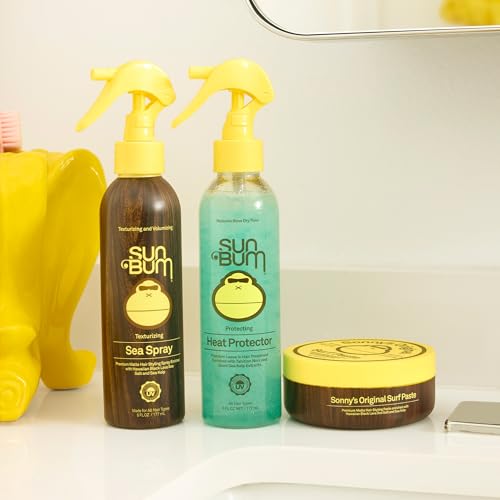 Sun Bum Heat Protector Spray - Leave In Hair Treatment Protects from Heat Styling and Frizz-Causing Humidity - Reduces Blow Dry Time - Vegan and Cruelty Free - UV Protecting - 6 oz