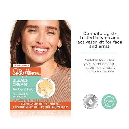 Sally Hansen Bleach Cream for Facial Hair & Body Hair, Vegan Formula, Enriched with Glycerin, All Skin Types