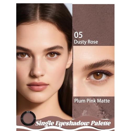 Single Eyeshadow Palette, Matte Plum Eyeshadow, Highly Pigmented Long Lasting Waterproof Eye Shadow Palette Makeup, Sombras Para Ojos, Nature Mini Facial Beauty Makeup Lightweight Gift for Woman 05