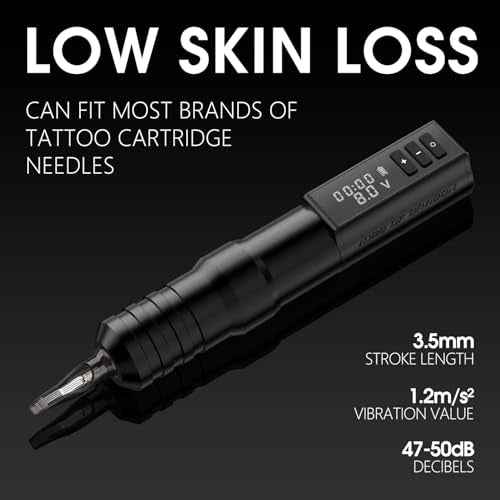 Wireless Tattoo Gun - Rotary Tattoo Cartridge Pen Custom Coreless Motor 2400mAh Power Supply Digital LED Display Professional for Tattoo Artist