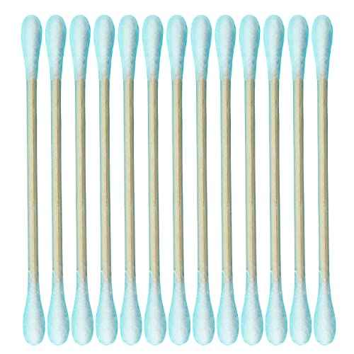 1050pcs CGR Organic cotton Swabs, 100% Cotton Double-Tipped, Bamboo Sticks(compostable), Travel Pack(3 Pack of 350 Swabs Total)