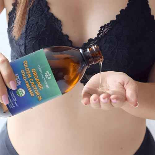 QUEEN OF THE THRONES Organic Golden Castor Oil | 100% Pure for Hair, Skin, Nails, Brows & Lashes | Hexane-Free | USDA Certified [16.9oz (500ml)]