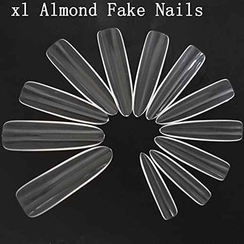 LoveOurHome 240pc XL Clear Almond Acrylic Nail Tips Full Cover Extra Long Fake Nails Oval Press on Nail Clear 12 Size False Naills for Gel Nail Extension Finernails Designs