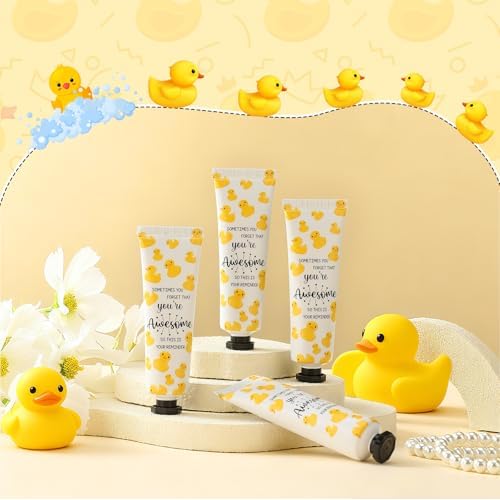 24 Pcs Positive Duck Gifts for Coworkers Hand Cream Mini Lotion Bulk Team Appreciation Gift Emotional Support Positive Ducks Gifts for Duck Lovers Women Employee Group Christmas Social Workers