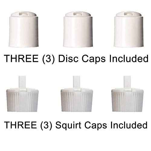 8oz Natural Color HDPE Squeeze Bottles with Disc Cap and Squirt Cap (3 Pack) (8oz)