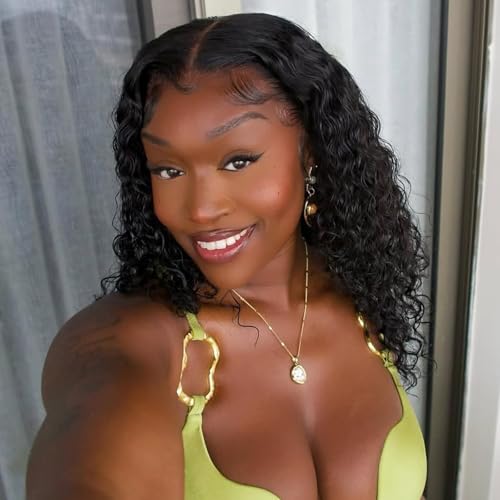 Water Wave Human Hair Bundles - Natural Black Wet & Wavy Curly Sew In Weave, Soft & Shed-free 12A 100% Brazilian Virgin Remy Hair - 3 Bundles, 12, 14, 16 Inch