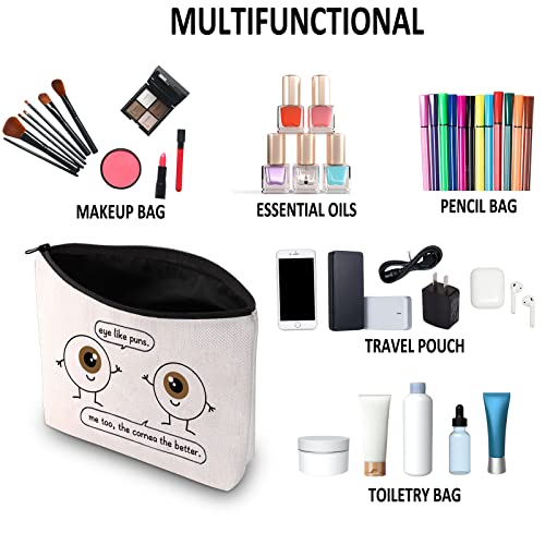 G2TUP Eye Doctor Gift Eye Like Puns Makeup Bag Optometrist Ophthalmologist Cosmetic Bag Optician Gift Optometry Zipper Travel Bag (Eye Like Puns White Bag)