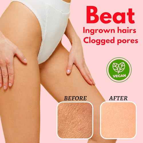 Muun Bikini Area Exfoliator, 2% Kojic Acid Vitamin C & 7% AHA/BHA Even Skin Tone & Ingrown Hair - Underarm Scrub - Radian, Smoothe & Soften Body Scrub