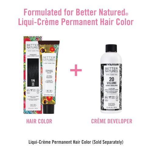 Better Natured 20 Volume Gentle Creme Hair Developer | For Professional Salon Coloring | Lightening & Gray Coverage | Long Lasting Color | 4 Fl Oz