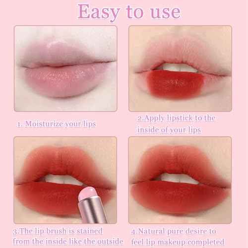 2 Pcs Silicone Lip Brush with Cap for Lipstick Lip Gloss(Pink)