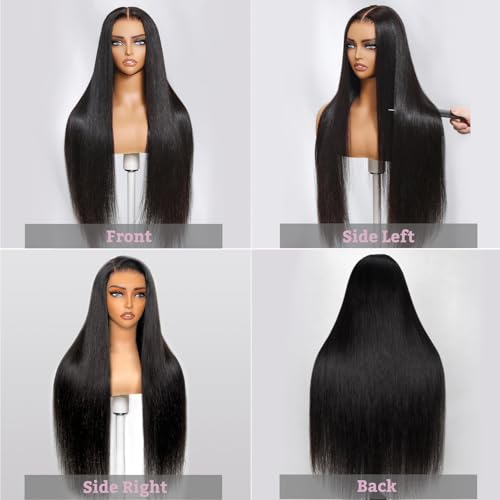 32 Inch Wear and Go Glueless Wigs Human Hair Pre Plucked Pre Cut 9x6 Straight Lace Front Wigs Human Hair Wigs for Women No Glue Hd Lace Front Closure Ready to Wear Wigs 220% Density Natural Black